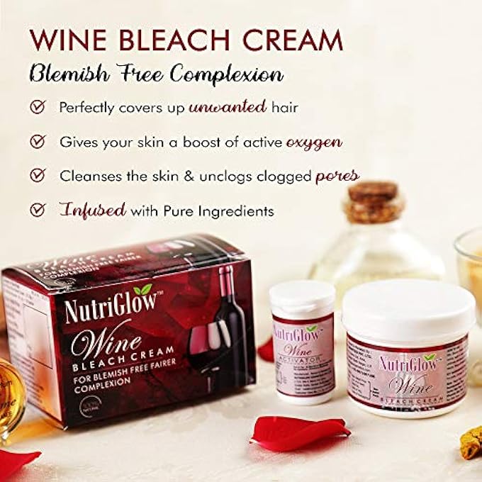 NUTRIGLOW PAPAYA FRUIT BEACH CREAM & WINE BLEACH CREAM FOR UNWANTED FACIAL HAIR, NATURALLY GLOWING SKIN, DARK SPOT CORRECTOR, TAN REMOVAL TREATMENT FOR WOMEN, ALL SKIN TYPES, 43 GM EACH, PACK OF 2 - Image 4
